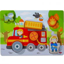 Puzzle en bois Camion de pompier (6 pièces)  par Haba
