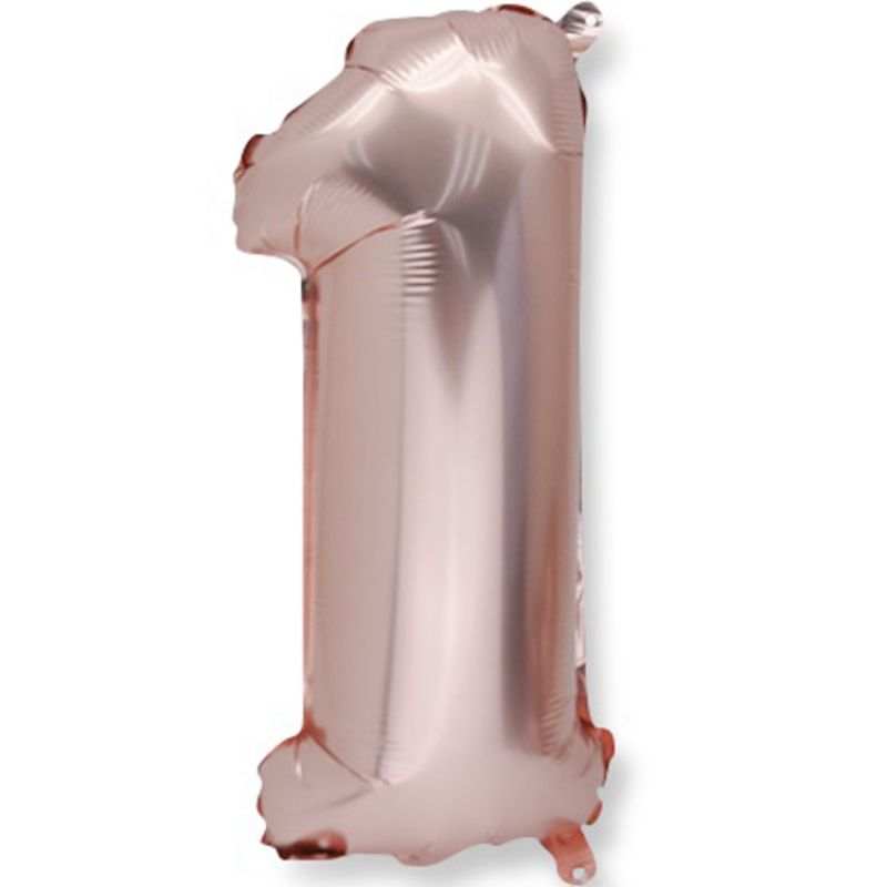 Grand ballon en mylar chiffre 1 rose gold (86 cm) Arty Fêtes Factory