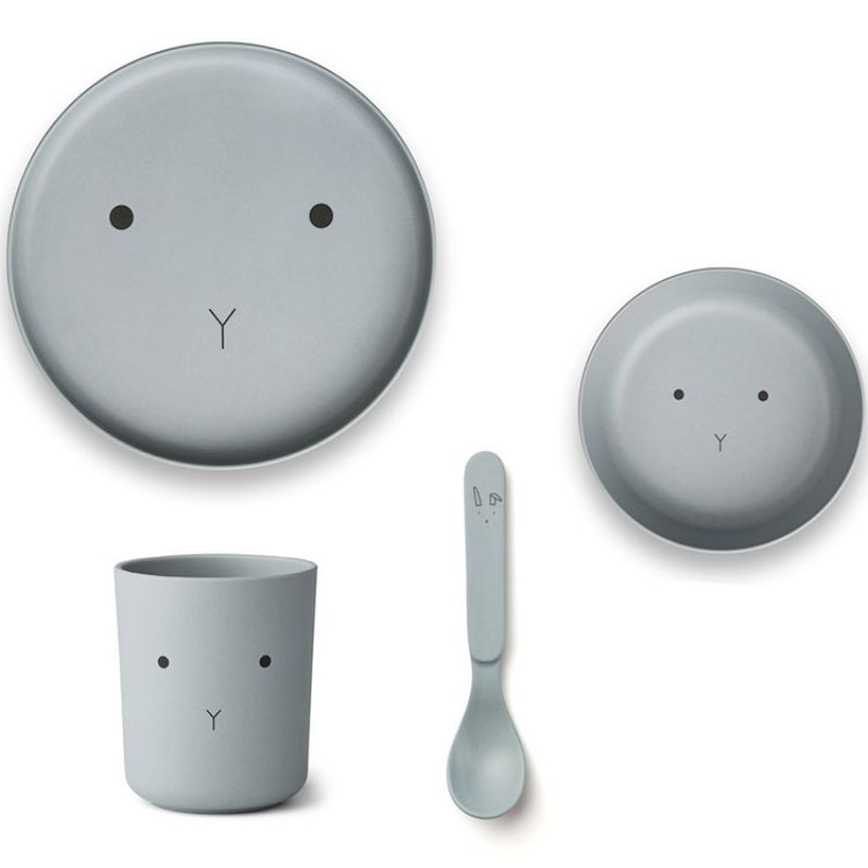 Coffret repas en bambou lapin sea blue (4 pièces) Liewood