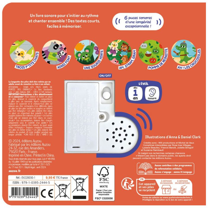 Livre Mes premiers sonores Mes comptines à chanter Auzou Editions Produit 4