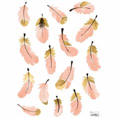Stickers muraux plumes roses Flamingo by Lucie Bellion