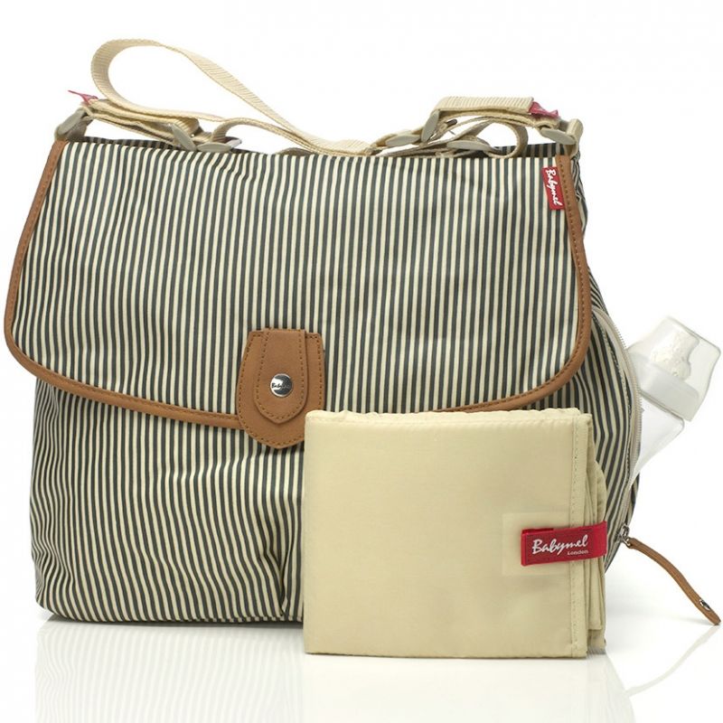 Sac à langer maman Satchel rayé bleu Babymel