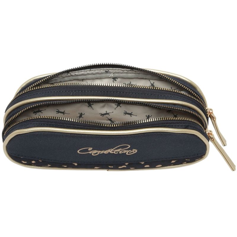 Trousse double compartiment Navy Gold Leopard Caméléon Produit ouvert 3