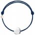 Bracelet cordon Coeur et perle bleu marine (or blanc 750°) - Claverin