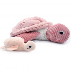 Peluche géante Les Ptipotos Sauvenou maman-bébé tortue rose (49 cm) - Les Déglingos