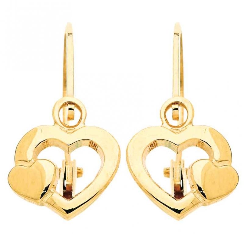 Boucles d'oreilles brisures Coeur (or jaune 750°) Berceau magique bijoux