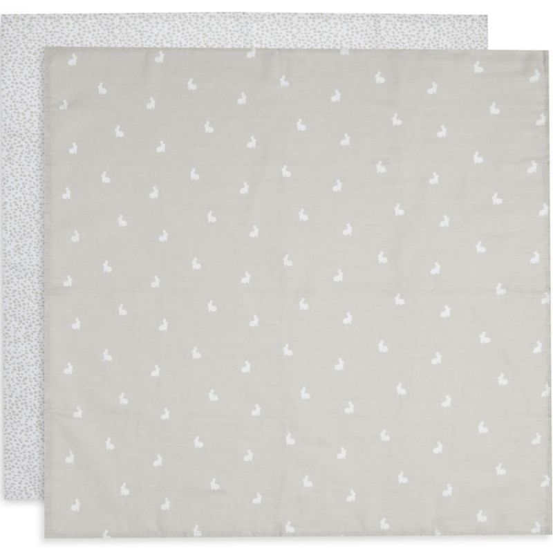 Lot de 2 langes en coton bio lapin-pois Nougat (70 x 70 cm) Jollein