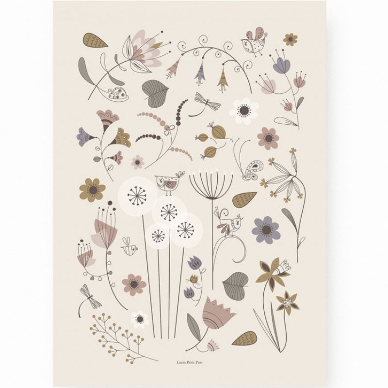 Affiche A3 Jardin merveilleux Lutin Petit Pois