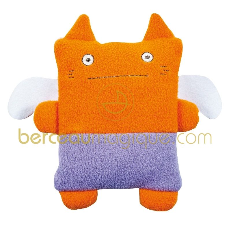 Peluche Chat Monstre en polaire orange - parme (24 cm) Trousselier