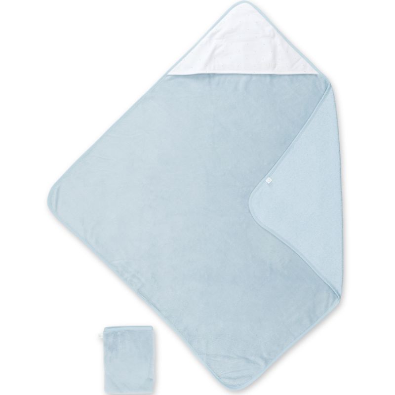 Cape de bain + gant Bamboo Choux bleu (90 x 90 cm) Bemini