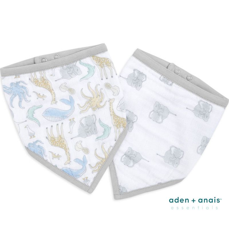 Lot de 2 bavoirs bandanas en coton Natural History aden + anais