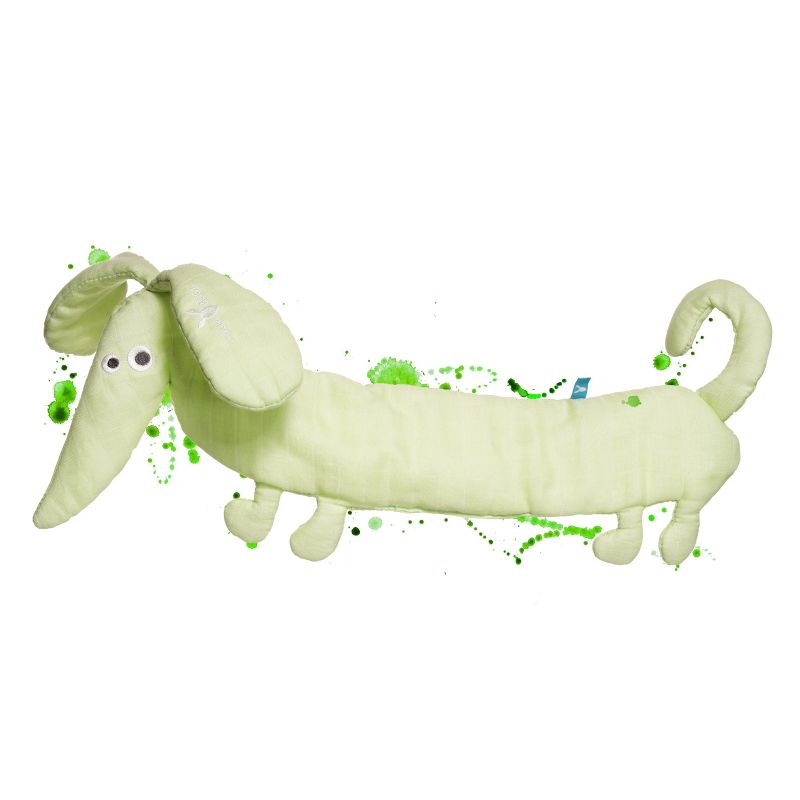 Doudou chien mousseline de coton vert Filou Wallaboo