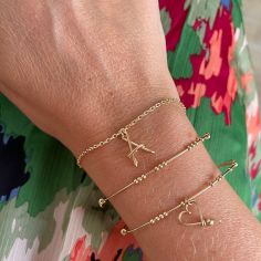 Bracelet chaîne La majuscule jaune (personnalisable)