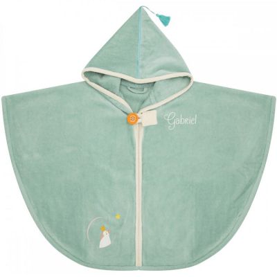 Poncho de bain vert pingouin personnalisable (0-5 ans)