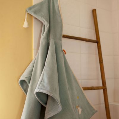 Poncho de bain vert pingouin personnalisable (0-5 ans)