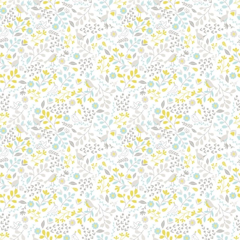 Papier peint sweet fleuri bleu by Flora Waycott Lilipinso