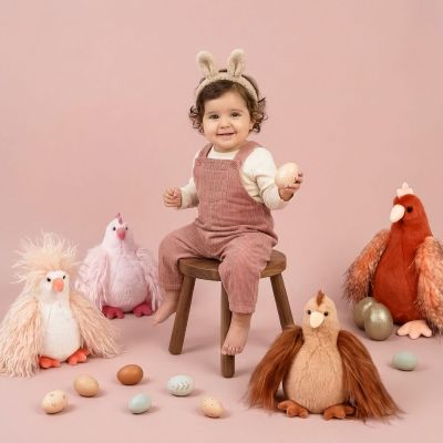 Peluche POULETTE Rose lady (20 cm)