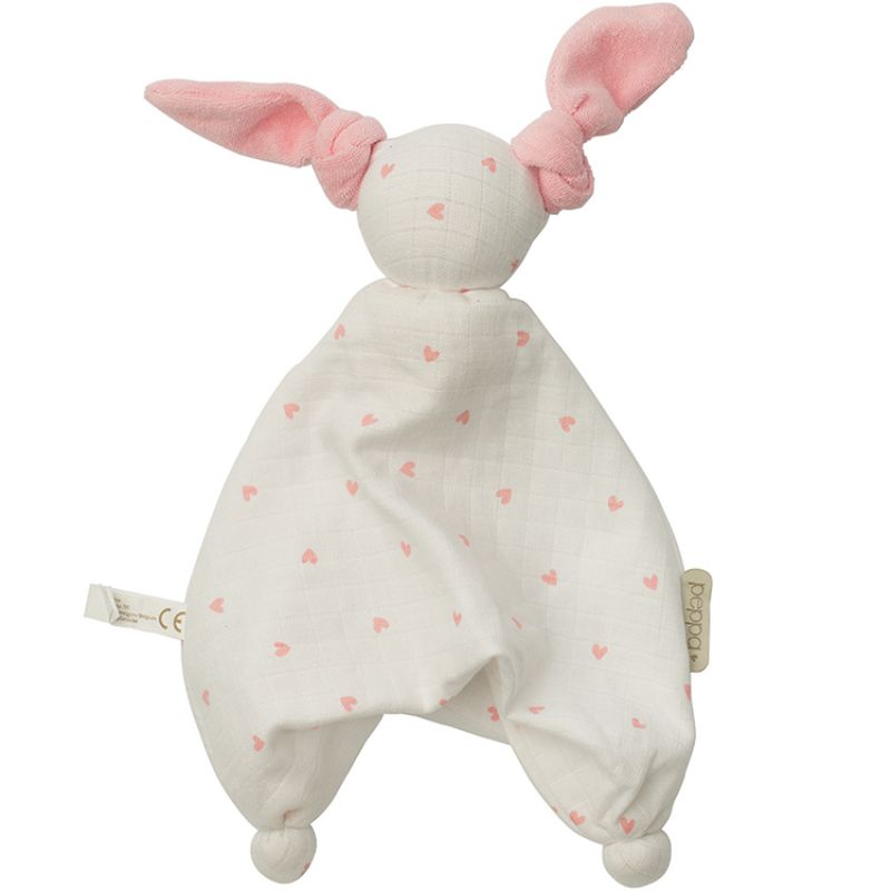 Doudou plat en mousseline Floppy coeur rose Hoppa