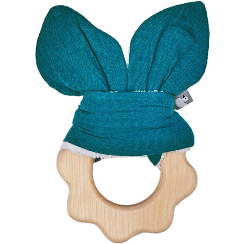 Anneau de dentition en bois bleu paon BB & Co