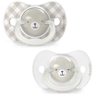 Lot de 2 sucettes symétriques SXPro Wild&Free Night and Day Gris (0-6 mois) Suavinex