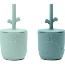 Lot de 2 gobelets à paille Peekaboo Wally Bleu  par Done by Deer