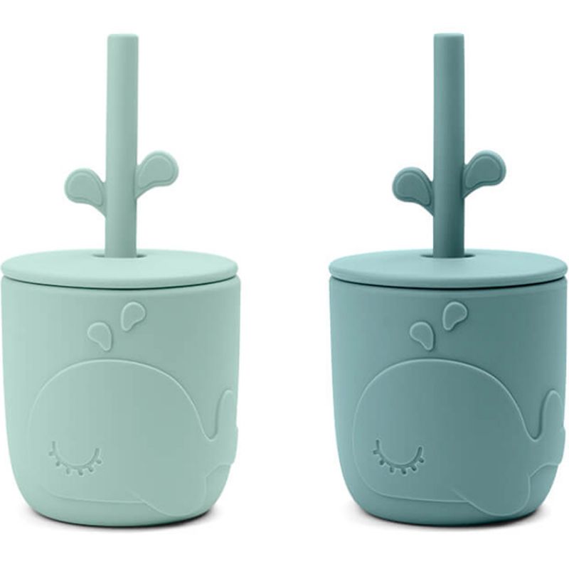 Lot de 2 gobelets à paille Peekaboo Wally Bleu Done by Deer