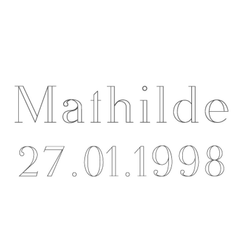 Gravure prénom + date sur médaille (Typo 3.1 Modrome min) Gravure magique OLD