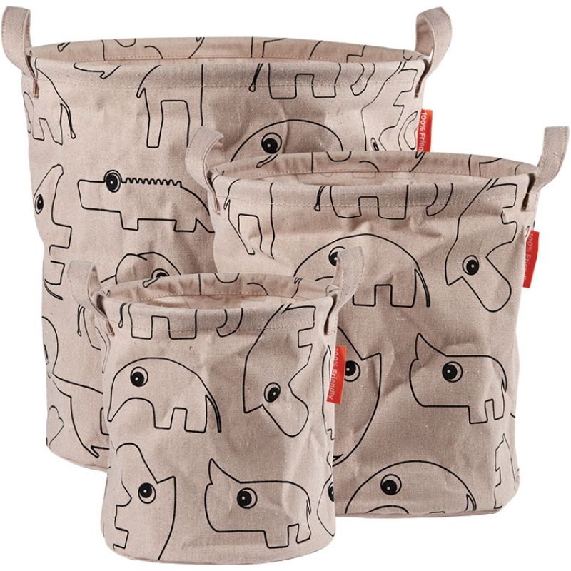 Lot de 3 sacs à jouets Contour rose Done by Deer