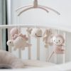 Mobile musical Animals vieux rose/warm linen  par Baby's Only