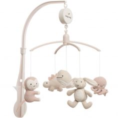 Mobile musical Animals vieux rose-warm linen - Baby's Only