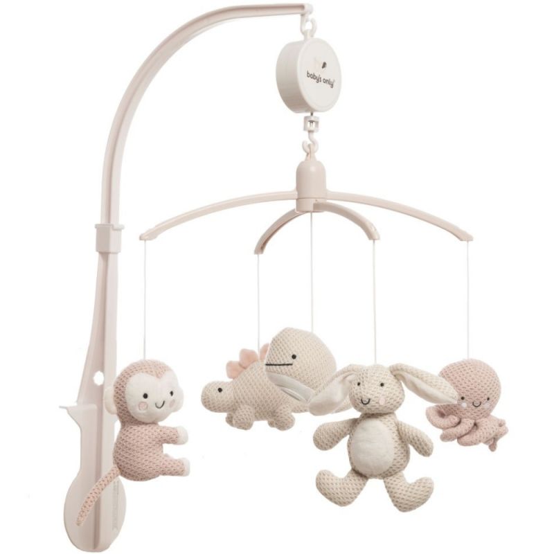 Mobile musical Animals vieux rose/warm linen Baby's Only Produit 1 grande taille