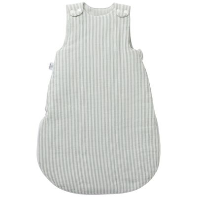 Gigoteuse ouatinée en gaze de coton rayé vert de gris (0-6 mois) BB & Co