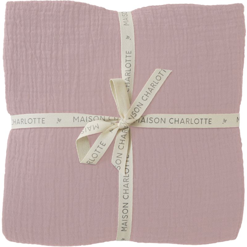 Drap housse gaze de coton uni rose (70 x 140 cm) Maison Charlotte
