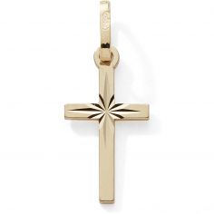 Pendentif Croix ciselée (or jaune 9 carats) - Baby bijoux
