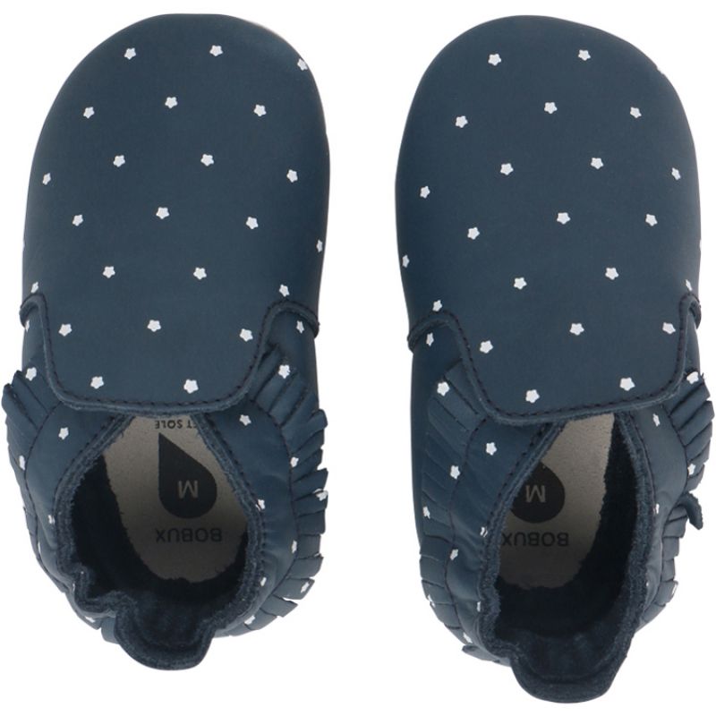 Chaussons bébé en cuir Soft soles Navy Twinkle (9-15 mois) Bobux