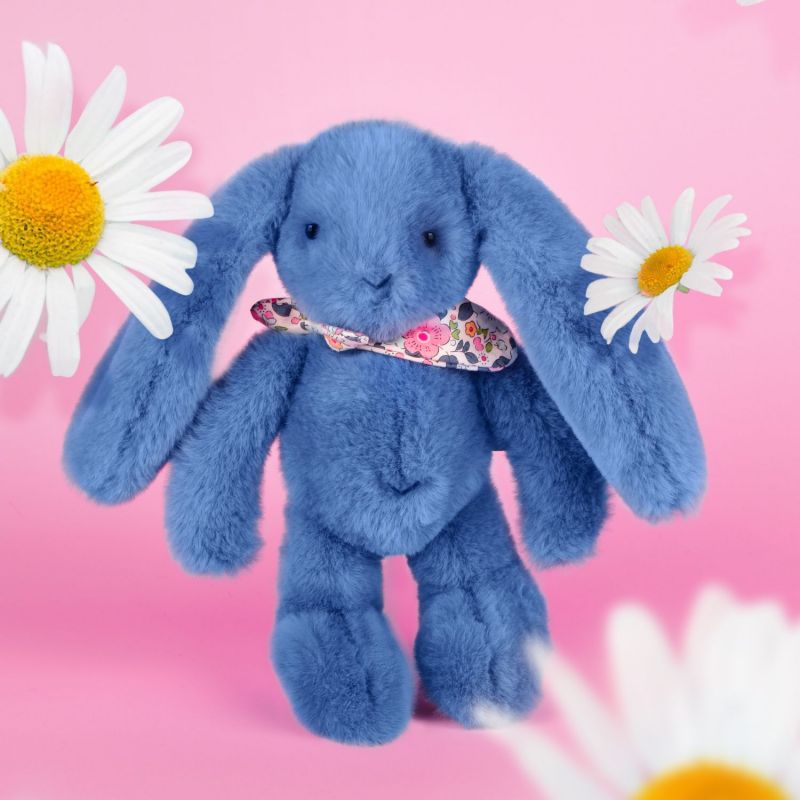 Peluche Lapin Fleurette Bleu (25 cm) Doudou et Compagnie Ambiance 3