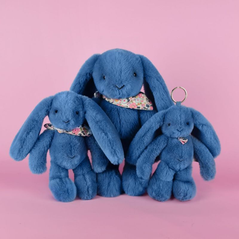 Peluche Lapin Fleurette Bleu (25 cm) Doudou et Compagnie Ambiance 5