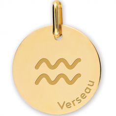 Médaille zodiaque Verseau personnalisable (or jaune 750°)