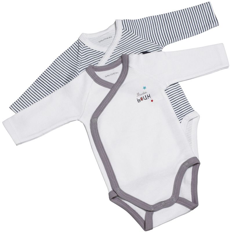 Lot de 2 bodies croisés manches longues Mister Bouh (1 mois : 54 cm) Sauthon