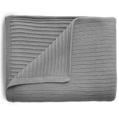 Couverture en coton bio Ribbed Smoke (80 x 100 cm) - Mushie