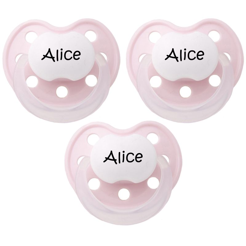 Lot de 3 sucettes personnalisables anatomiques Deluxe rose en latex (3-36 mois) Baby Tute