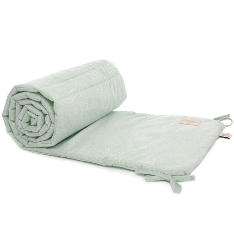 Tour de lit Nest coton bio White bubble Aqua (pour lits 60 x 120 et 70 x 140 cm) Nobodinoz