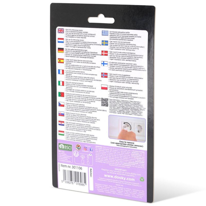 Lot de 6 caches-prises transparent Dooky Packaging 7