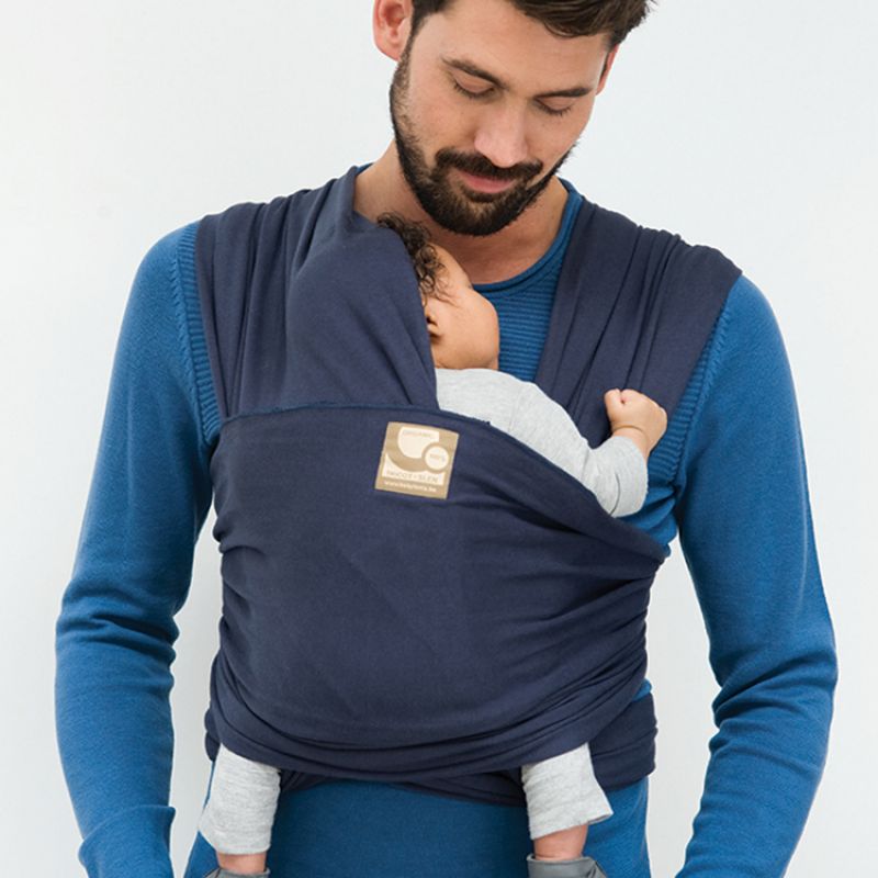 Echarpe de portage Tricot-Slen coton bio bleu jean Babylonia carriers