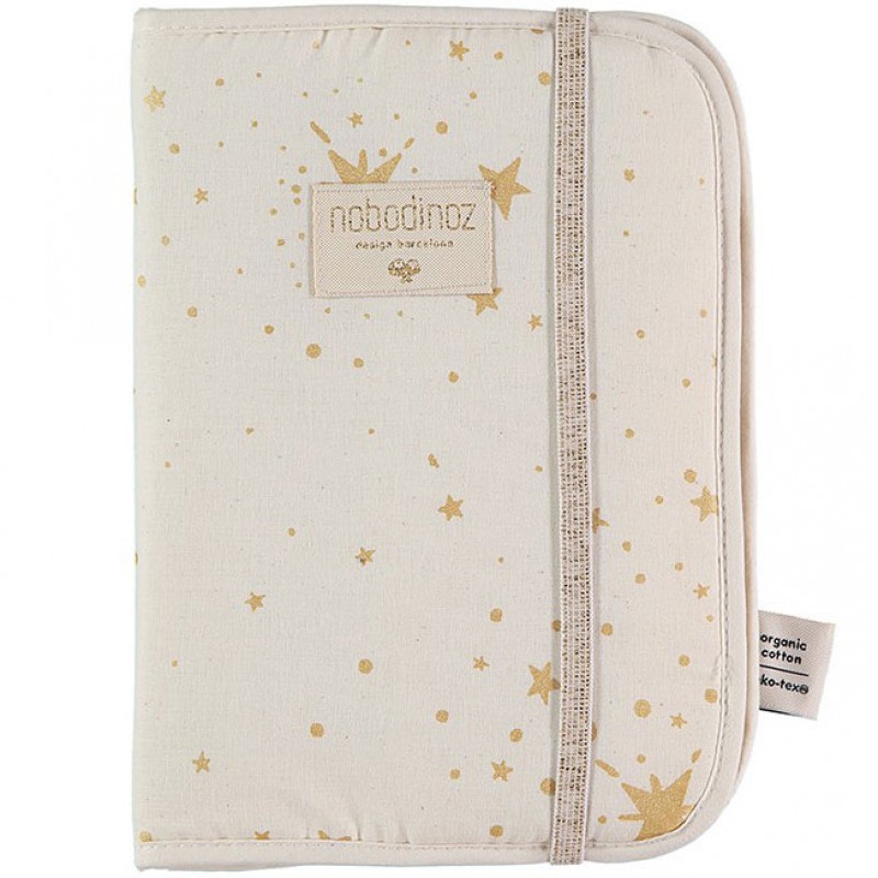 Protège carnet de santé Poema coton bio Gold stella Natural Nobodinoz