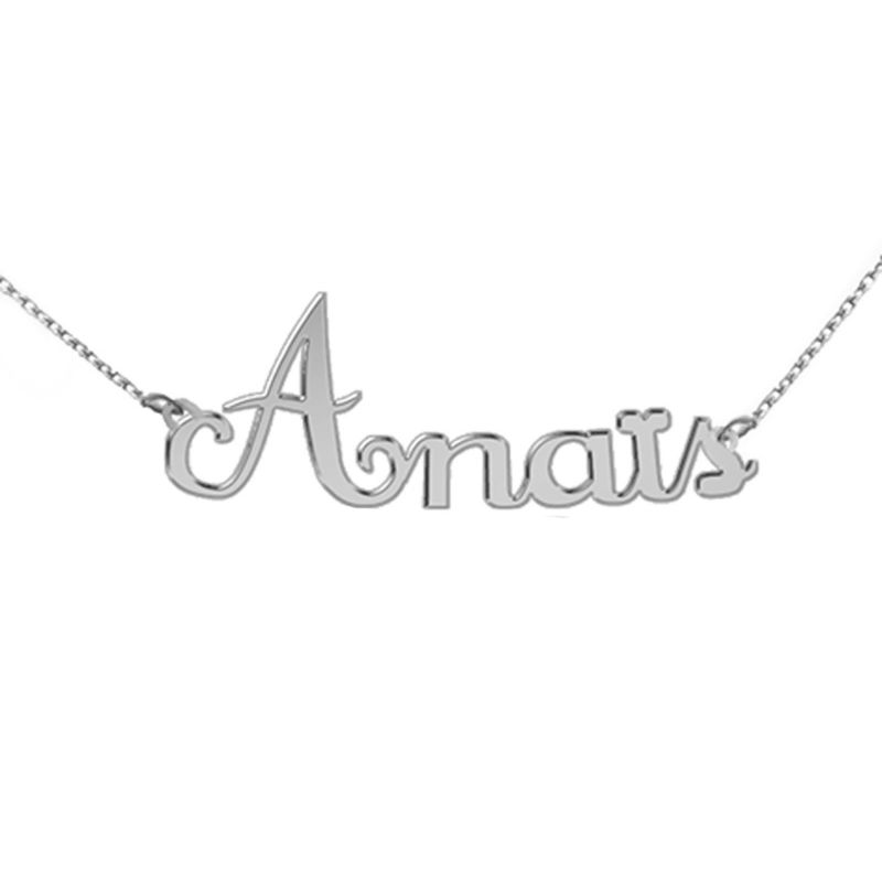 Collier prénom découpé police script (or blanc 375°) Louis de l'Ange