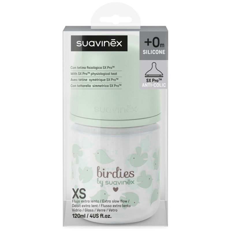 Biberon en verre tétine SXPro Xs Birdies Vert (120Ml) Suavinex Produit 4