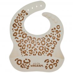 Bavoir en silicone Léopard Crème - Atelier Wagram