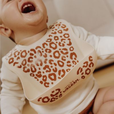 Bavoir en silicone Léopard Crème