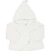 Veste à capuche blanc écru maille interlock coton bio (1 mois : 54 cm)  par Graine d'amour